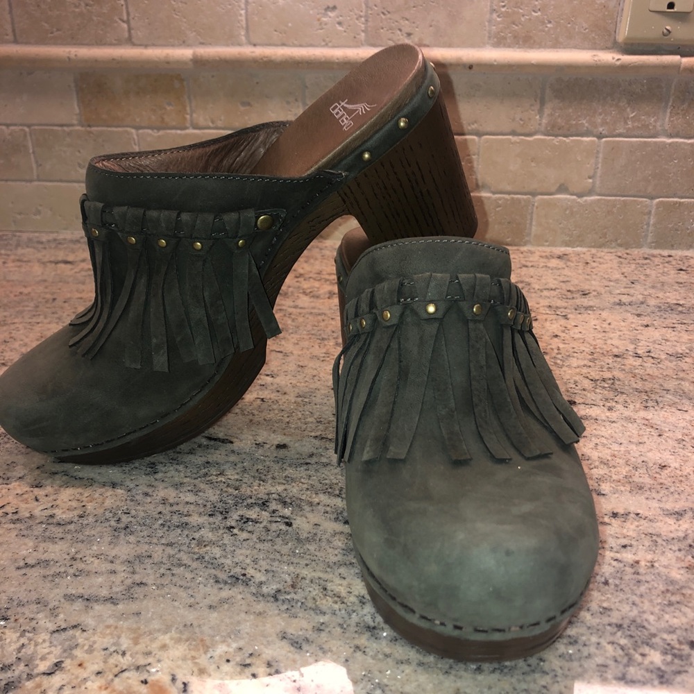 Olive clog shoes
